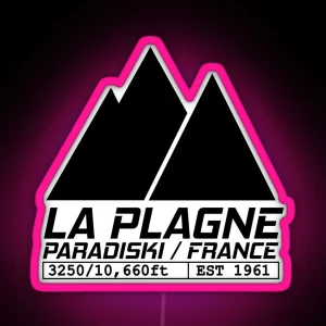 La Plagne France Ski Resort Paradiski Skiing RGB Neon Sign