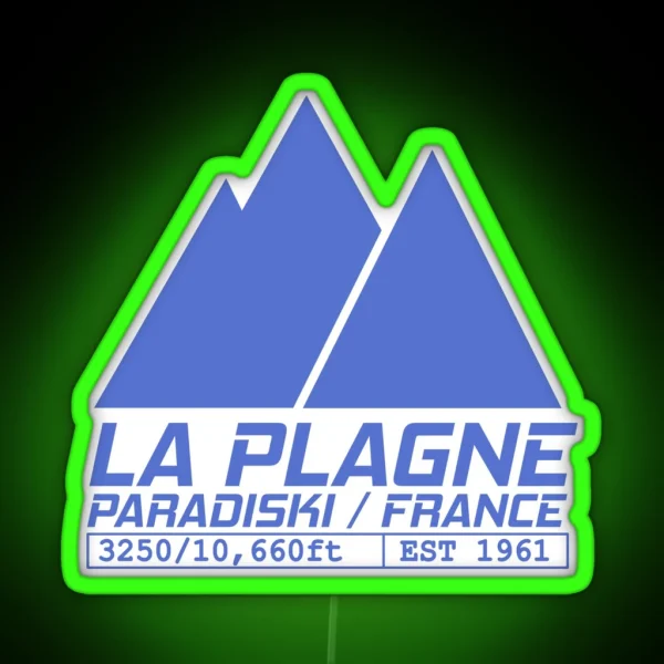 La Plagne France Ski Resort Paradiski Skiing RGB Neon Sign
