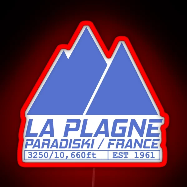 La Plagne France Ski Resort Paradiski Skiing RGB Neon Sign