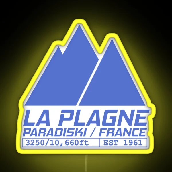 La Plagne France Ski Resort Paradiski Skiing RGB Neon Sign