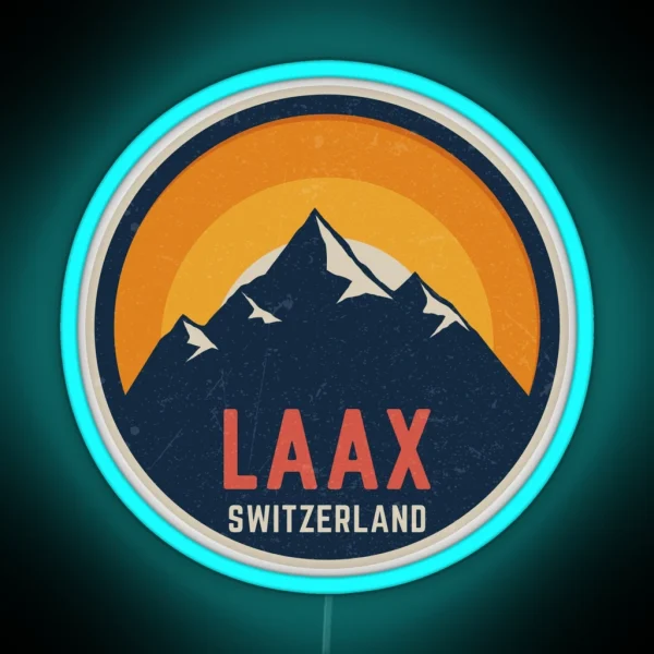 Laax Switzerland Mountain Design RGB Neon Sign