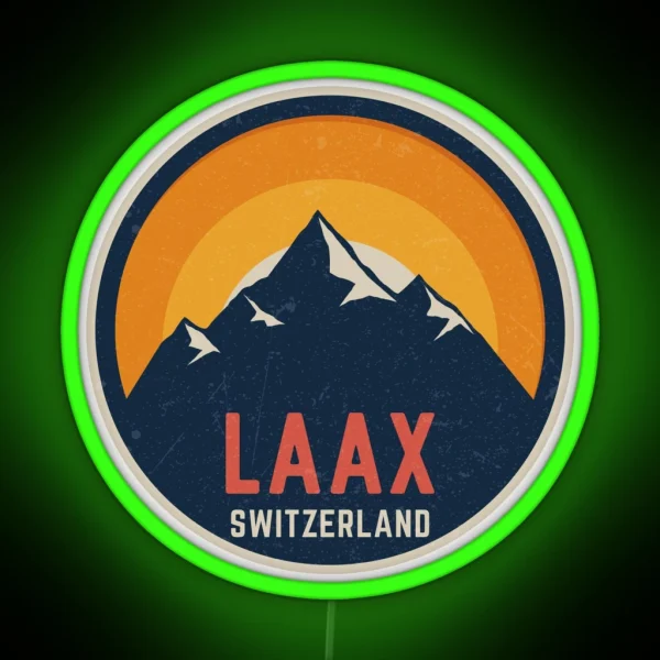 Laax Switzerland Mountain Design RGB Neon Sign