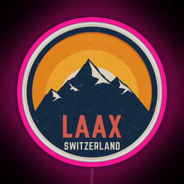 Laax Switzerland Mountain Design RGB Neon Sign
