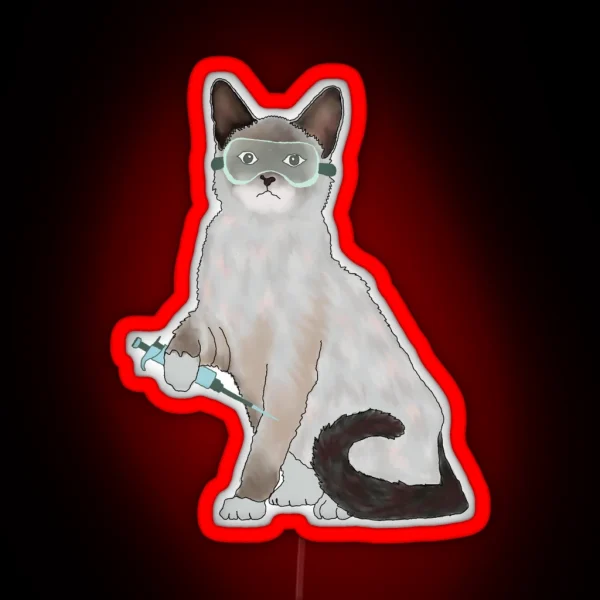 Lab Cat Holding Pipette RGB Neon Sign