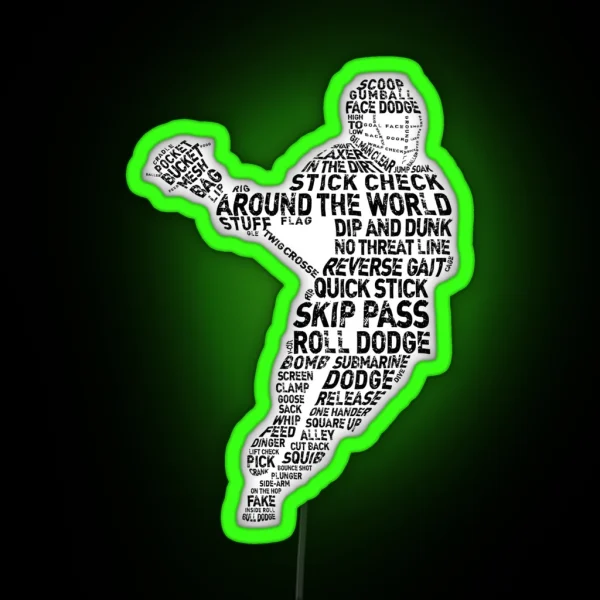 Lacrosse Player Terminology Word Art RGB Neon Sign