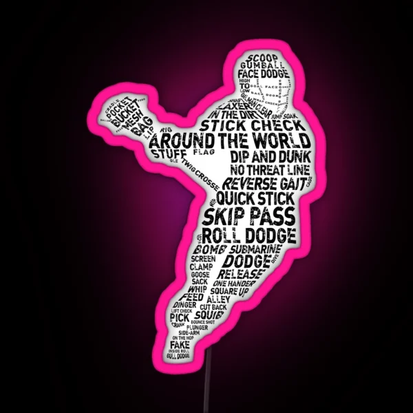 Lacrosse Player Terminology Word Art RGB Neon Sign