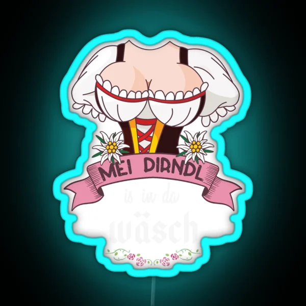 Ladies Funny Oktoberfest Dirndl Replacement Led RGB Neon Sign