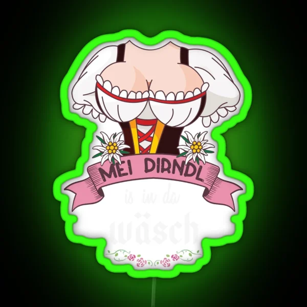 Ladies Funny Oktoberfest Dirndl Replacement Led RGB Neon Sign