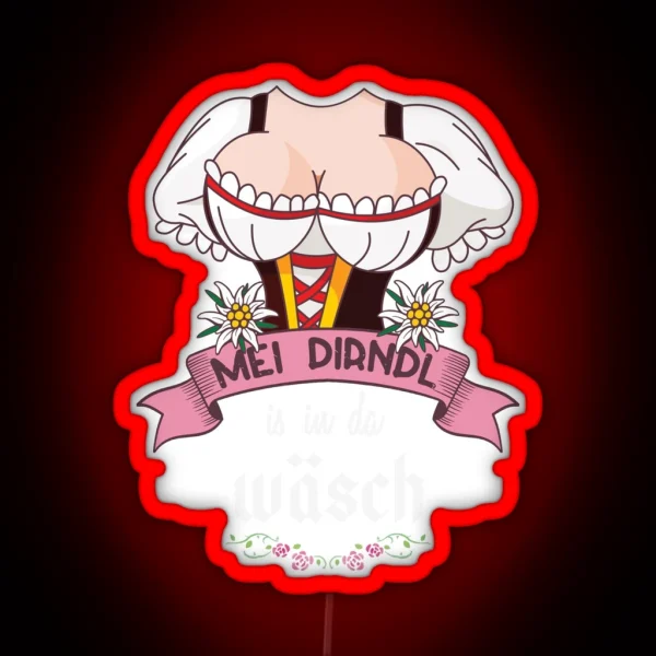 Ladies Funny Oktoberfest Dirndl Replacement Led RGB Neon Sign