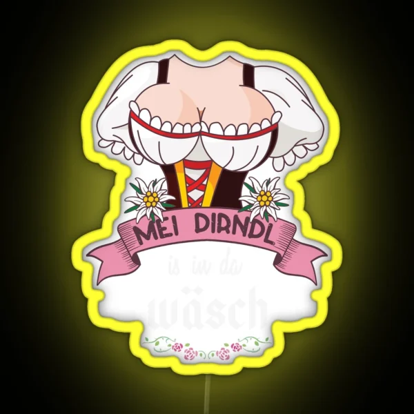 Ladies Funny Oktoberfest Dirndl Replacement Led RGB Neon Sign
