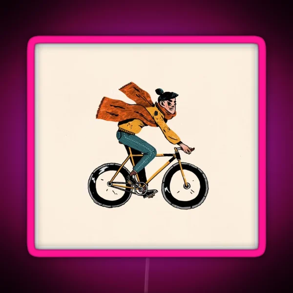 Lady On The Bike RGB Neon Sign