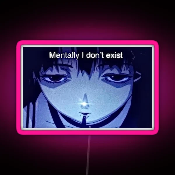 Lain Mentally I Don T Exist RGB Neon Sign