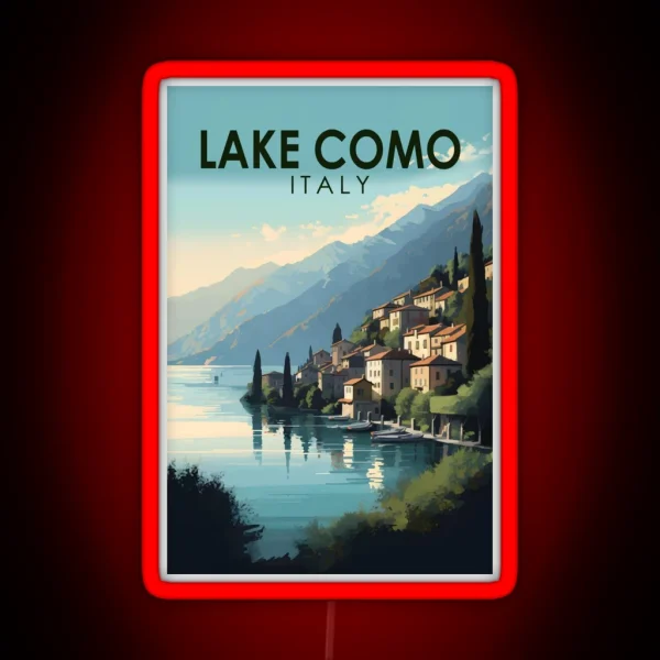 Lake Como Italy Travel Art Vintage RGB Neon Sign