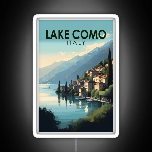 Lake Como Italy Travel Art Vintage RGB Neon Sign