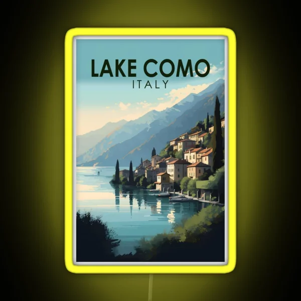 Lake Como Italy Travel Art Vintage RGB Neon Sign