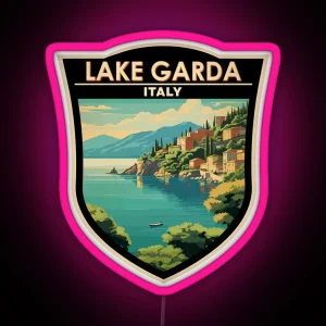 Lake Garda Italy Travel Art Badge RGB Neon Sign
