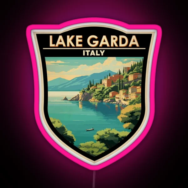 Lake Garda Italy Travel Art Badge RGB Neon Sign