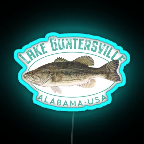 Lake Guntersville Alabama Largemouth Bass RGB Neon Sign