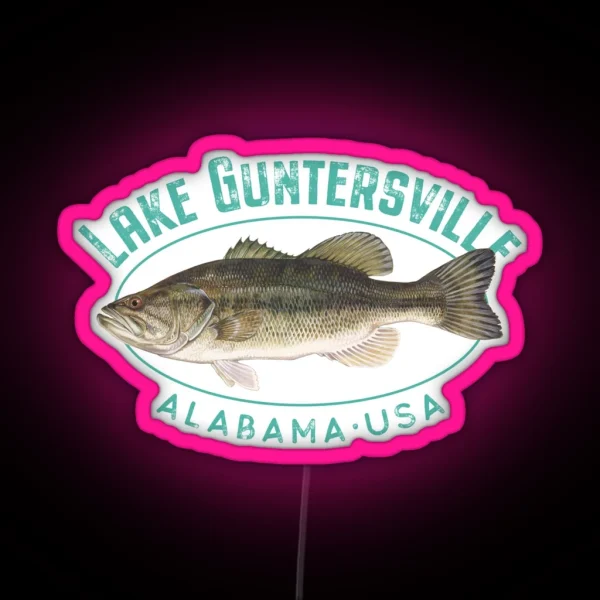 Lake Guntersville Alabama Largemouth Bass RGB Neon Sign