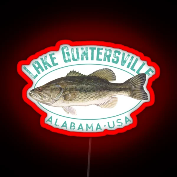 Lake Guntersville Alabama Largemouth Bass RGB Neon Sign