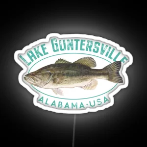 Lake Guntersville Alabama Largemouth Bass Design RGB Neon Sign