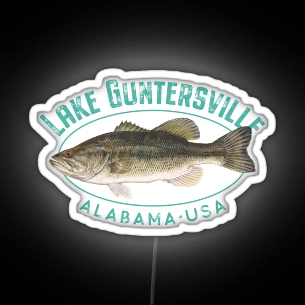 Lake Guntersville Alabama Largemouth Bass RGB Neon Sign