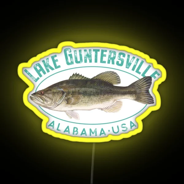 Lake Guntersville Alabama Largemouth Bass RGB Neon Sign