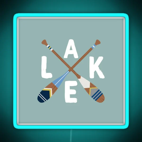 LAKE Life Painted Paddle Oars RGB Neon Sign