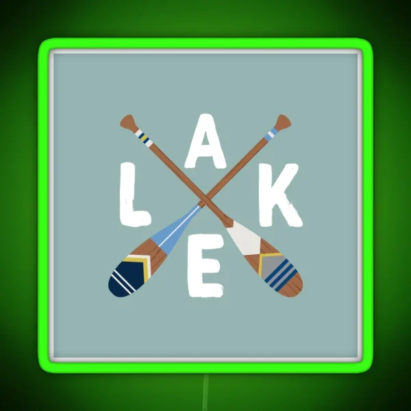 LAKE Life Painted Paddle Oars RGB Neon Sign
