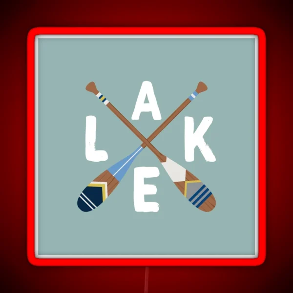 LAKE Life Painted Paddle Oars RGB Neon Sign