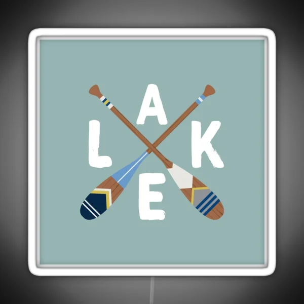 LAKE Life Painted Paddle Oars RGB Neon Sign