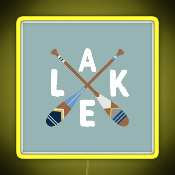 LAKE Life Painted Paddle Oars RGB Neon Sign