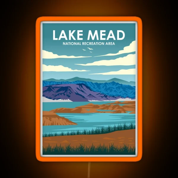 Lake Mead National Recreation Area Vintage Travel Poster RGB Neon Sign