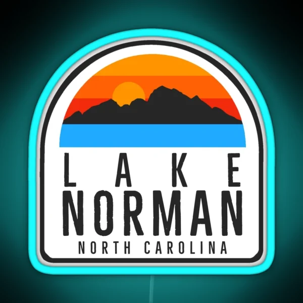 Lake Norman North Carolina Vintage Retro Adventure Travel Mountain Hiking Camping RGB Neon Sign