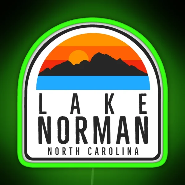 Lake Norman North Carolina Vintage Retro Adventure Travel Mountain Hiking Camping RGB Neon Sign