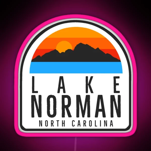 Lake Norman North Carolina Vintage Retro Adventure Travel Mountain Hiking Camping RGB Neon Sign