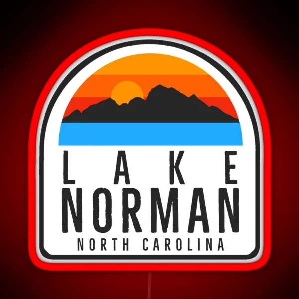 Lake Norman North Carolina Vintage Retro Adventure Travel Mountain Hiking Camping RGB Neon Sign