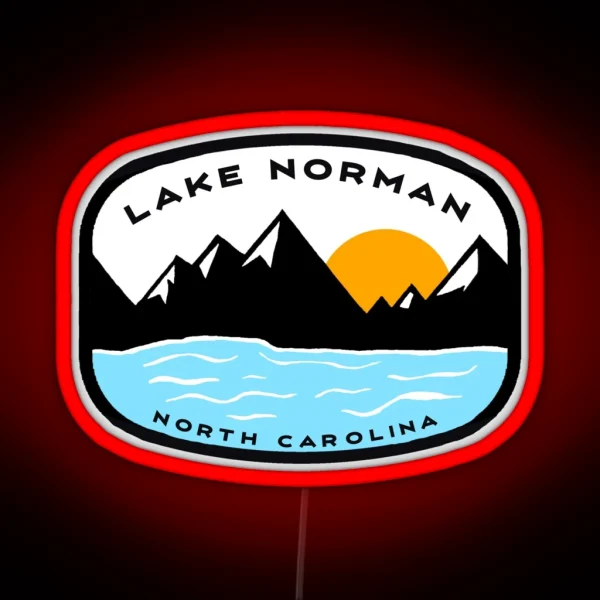 Lake Norman North Carolina Vintage Retro Adventure Travel Mountain Hiking Camping RGB Neon Sign