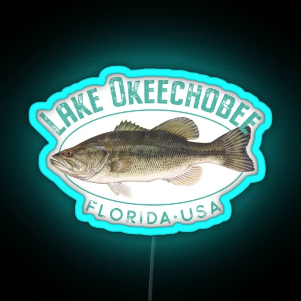 Lake Okeechobee Florida Largemouth Bass Design RGB Neon Sign