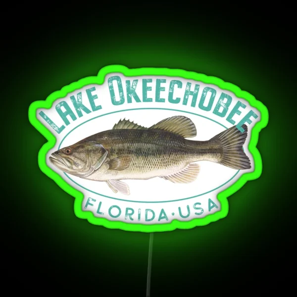 Lake Okeechobee Florida Largemouth Bass Design RGB Neon Sign
