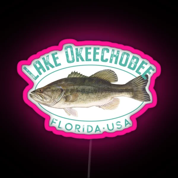 Lake Okeechobee Florida Largemouth Bass Design RGB Neon Sign