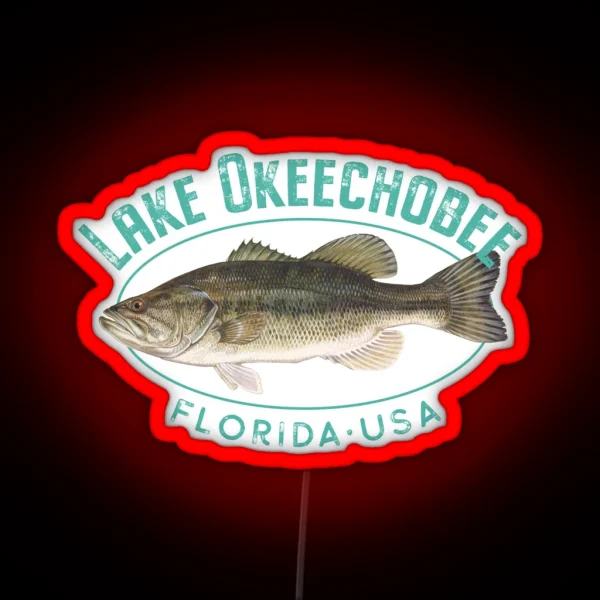 Lake Okeechobee Florida Largemouth Bass Design RGB Neon Sign