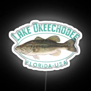 Lake Okeechobee Florida Largemouth Bass Design RGB Neon Sign