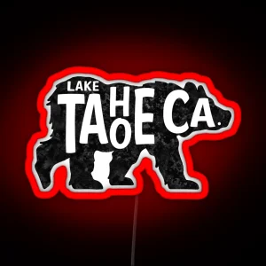 Lake Tahoe California Bear Typography RGB Neon Sign