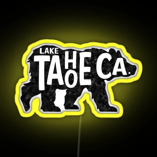 Lake Tahoe California Bear Typography RGB Neon Sign