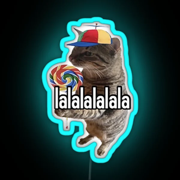 Lalalalalala Silly Cat RGB Neon Sign