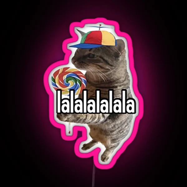 Lalalalalala Silly Cat RGB Neon Sign