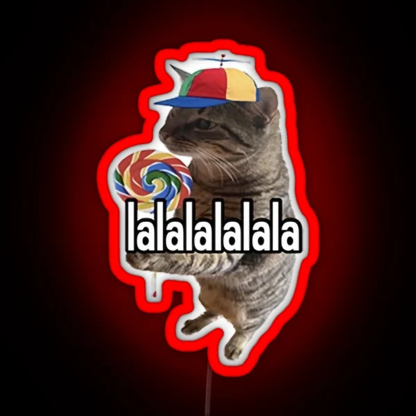 Lalalalalala Silly Cat RGB Neon Sign