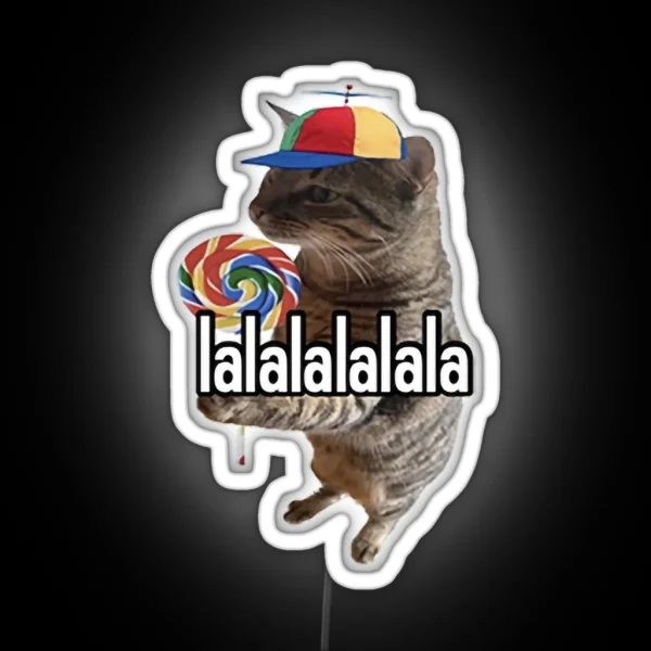 Lalalalalala Silly Cat RGB Neon Sign