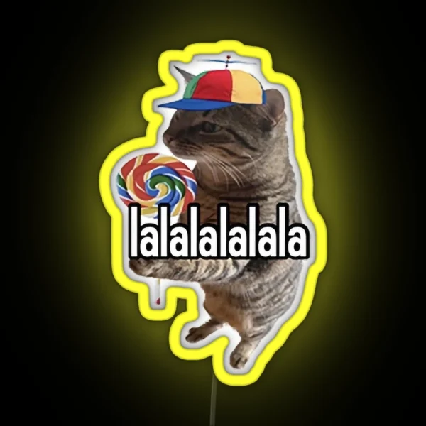 Lalalalalala Silly Cat RGB Neon Sign